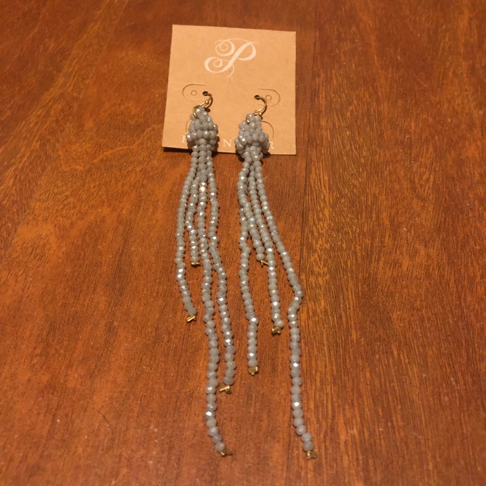 Plunder Grey beaded tassel earrings